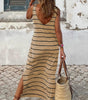 Robe Maxi Rayée avec Dos Ouvert pour Femmes