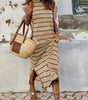Robe Maxi Rayée avec Dos Ouvert pour Femmes