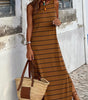 Robe Maxi Rayée avec Dos Ouvert pour Femmes