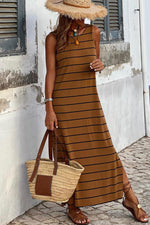 Robe Maxi Rayée avec Dos Ouvert pour Femmes
