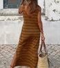 Robe Maxi Rayée avec Dos Ouvert pour Femmes