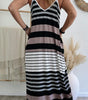 Robe Maxi Rayée avec Décolleté en V pour Femmes
