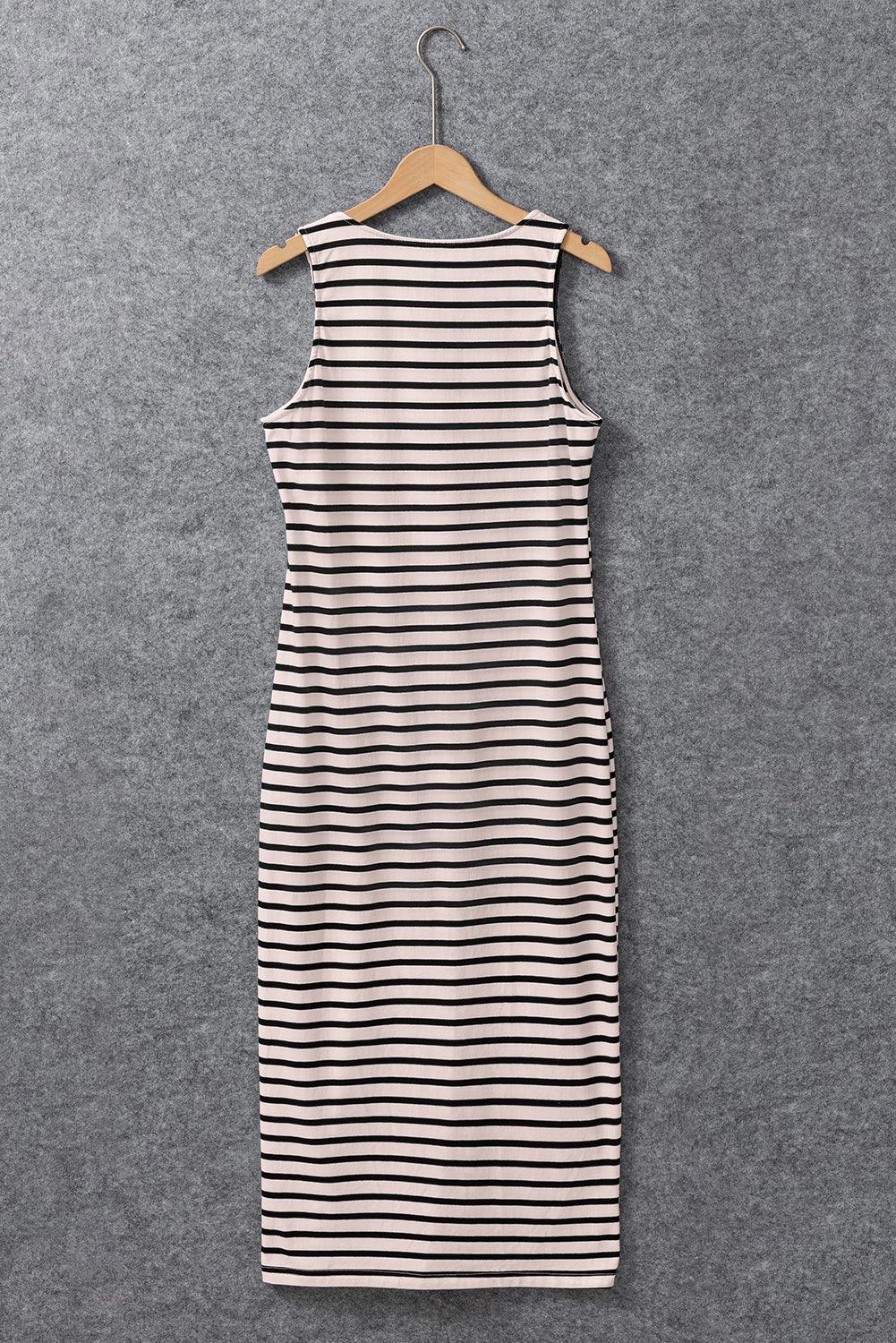 Robe Maxi Sans Manches Rayée pour Femmes