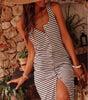 Robe Maxi Sans Manches Rayée pour Femmes