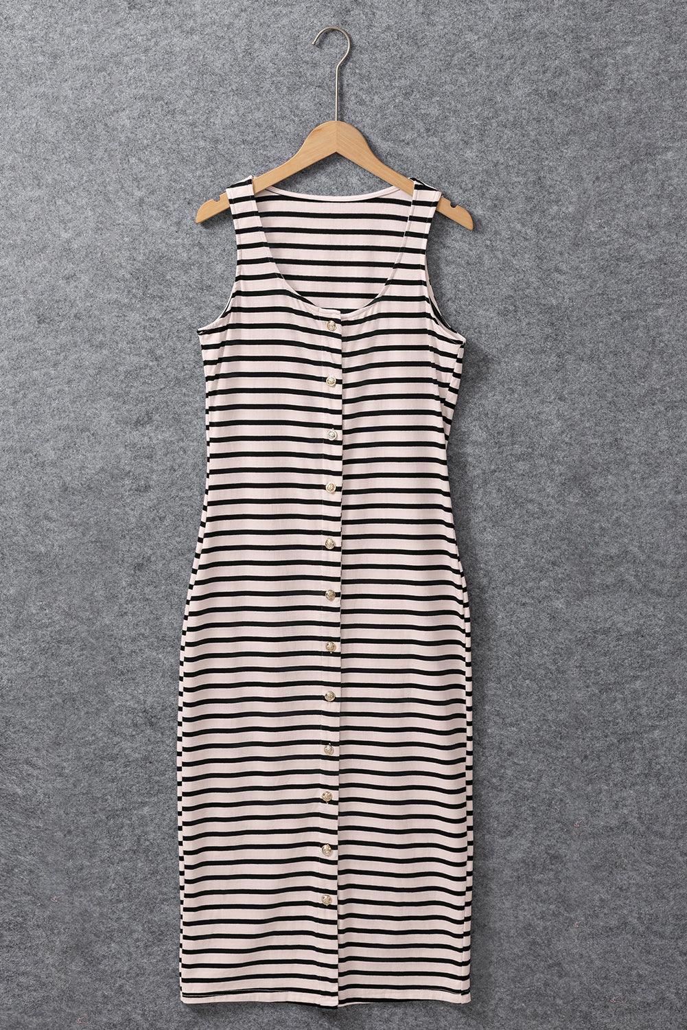 Robe Maxi Sans Manches Rayée pour Femmes