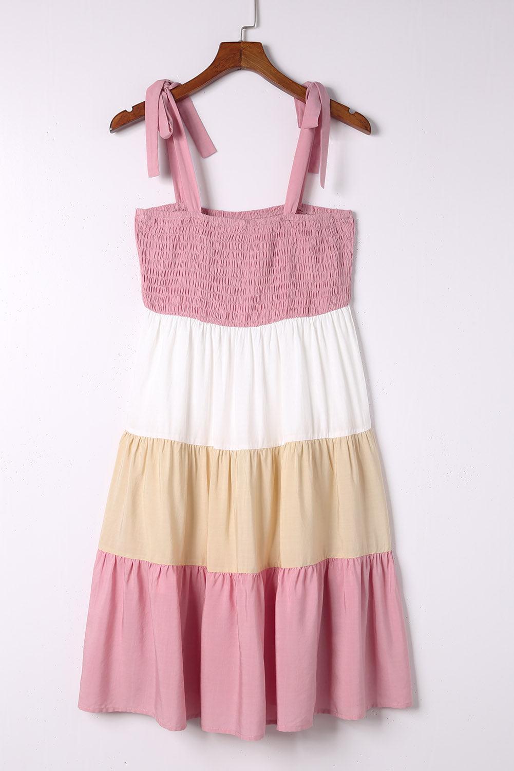 Robe Mini Sans Manches à Smocks pour Femmes