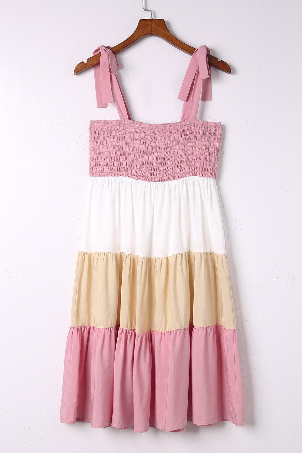 Robe Mini Sans Manches à Smocks pour Femmes