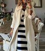 Robe Midi Rayée à Manches Courtes en V