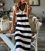 Robe Midi Rayée à Manches Courtes en V