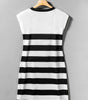 Robe Midi Rayée à Manches Courtes en V