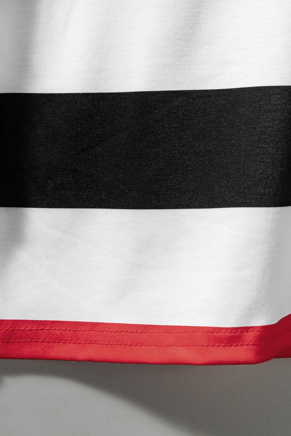 Robe Midi Rayée à Manches Courtes en V