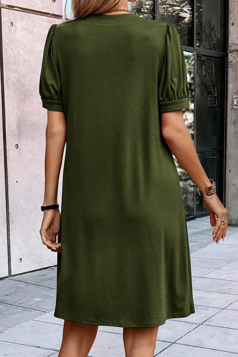 Robe Shift Détail avec Manches Bouffantes pour Femmes