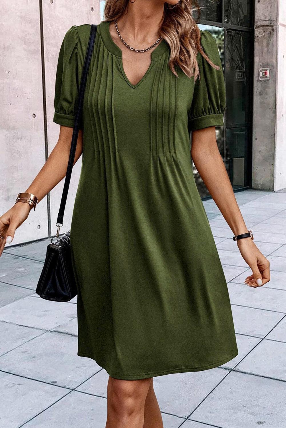 Robe Shift Détail avec Manches Bouffantes pour Femmes
