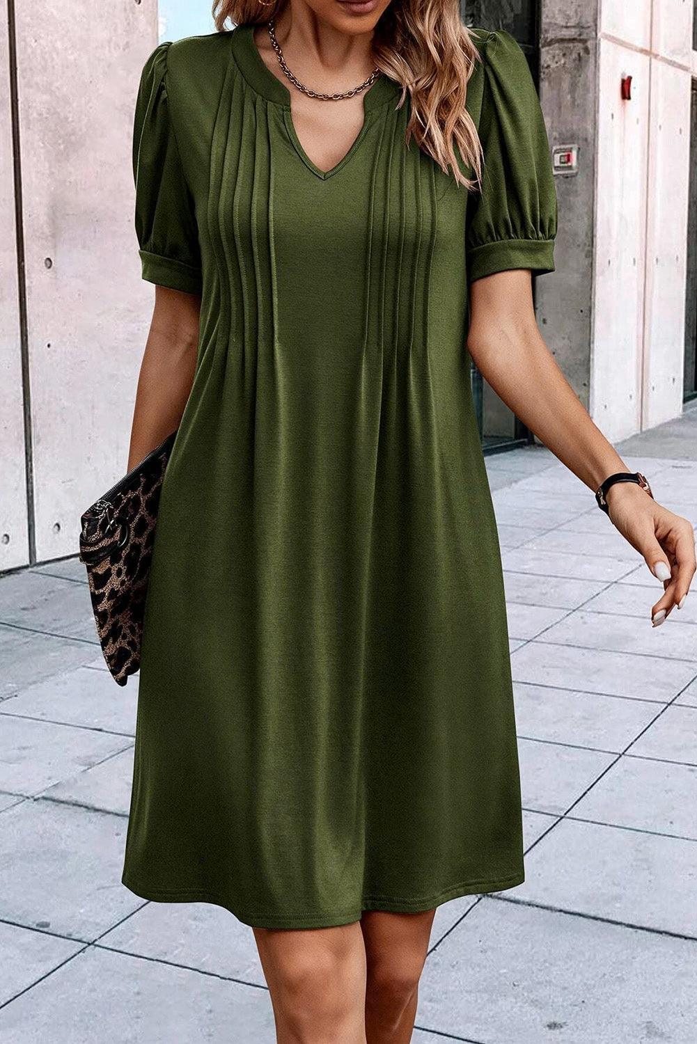Robe Shift Détail avec Manches Bouffantes pour Femmes