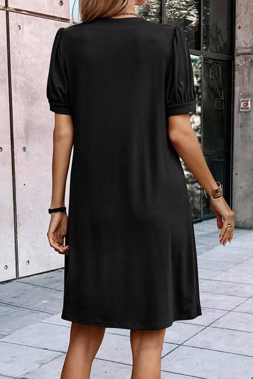 Robe Shift Détail avec Manches Bouffantes pour Femmes