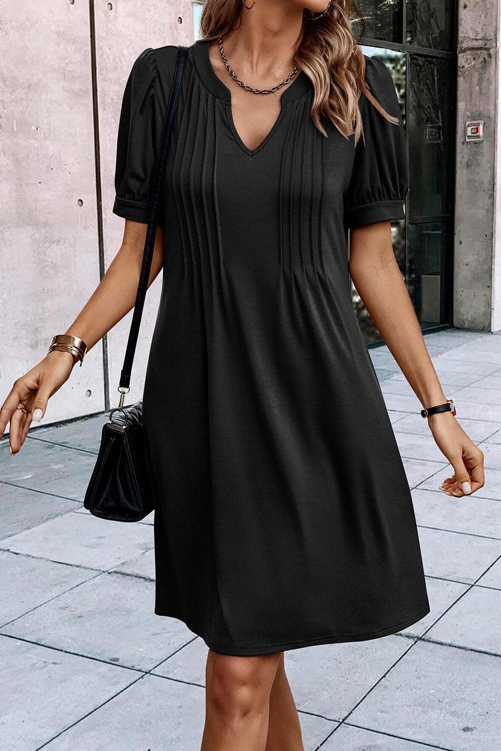 Robe Shift Détail avec Manches Bouffantes pour Femmes