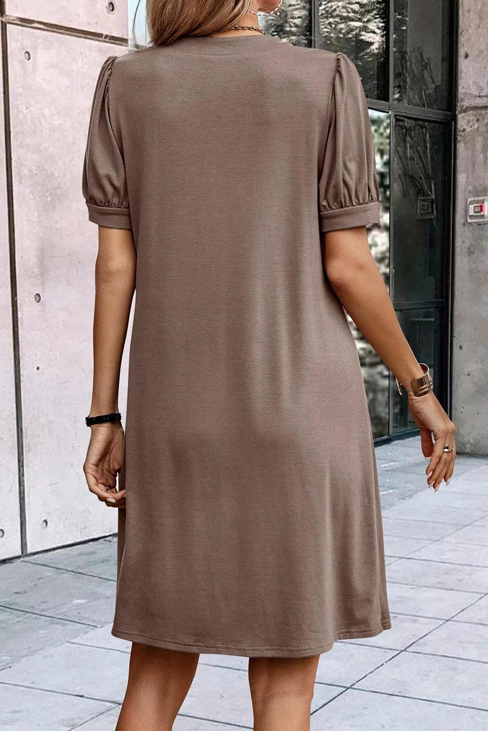 Robe Shift Détail avec Manches Bouffantes pour Femmes