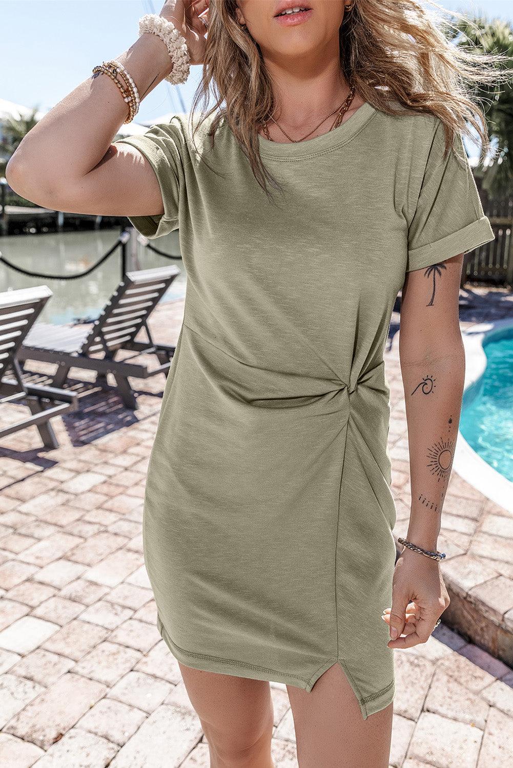 Robe Mini Élévée avec Détail Torsadé pour Femmes