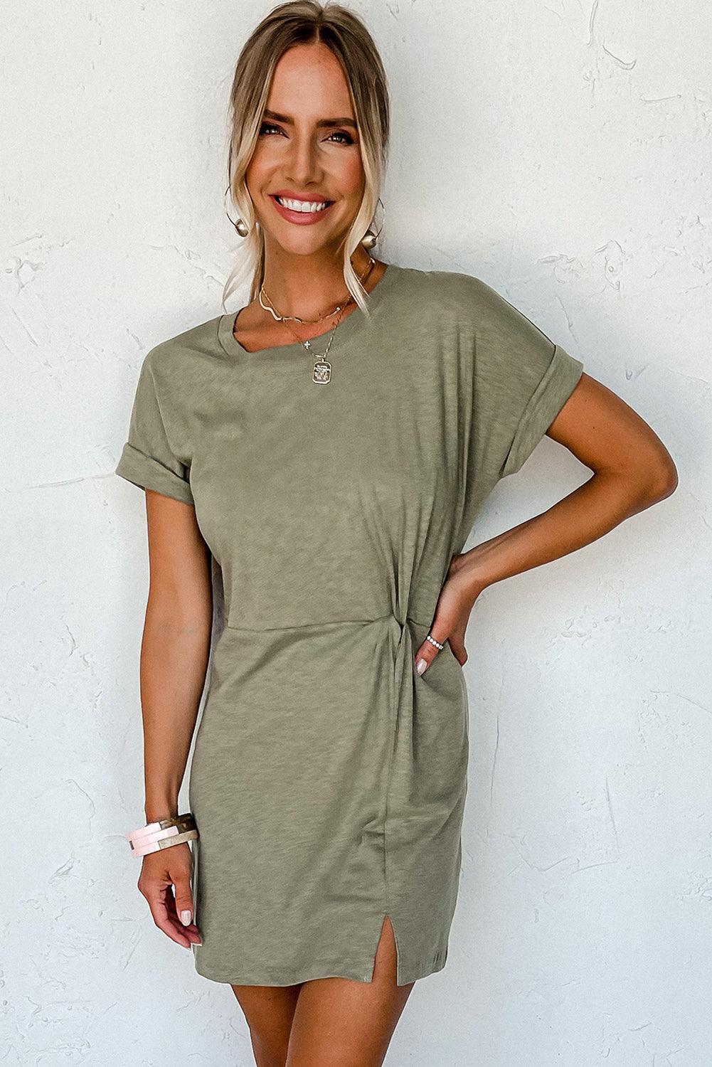 Robe Mini Élévée avec Détail Torsadé pour Femmes