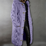 Gilet Long à Capuche en Grosse Maille pour Femme - Emilia Lane