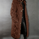 Gilet Long à Capuche en Grosse Maille pour Femme - Emilia Lane