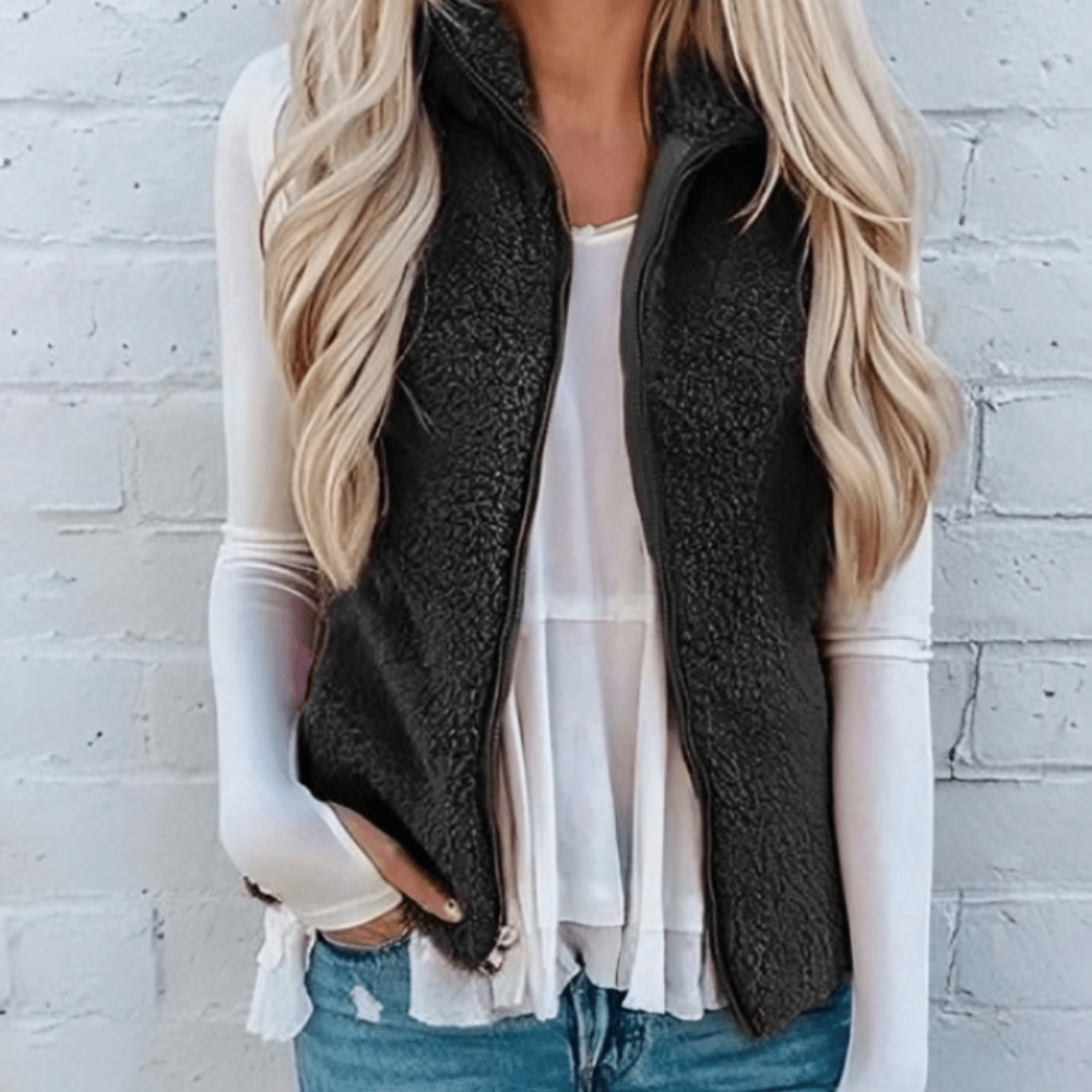 Gilet Sans Manches Zippé en Polaire pour Femme - Emilia Lane