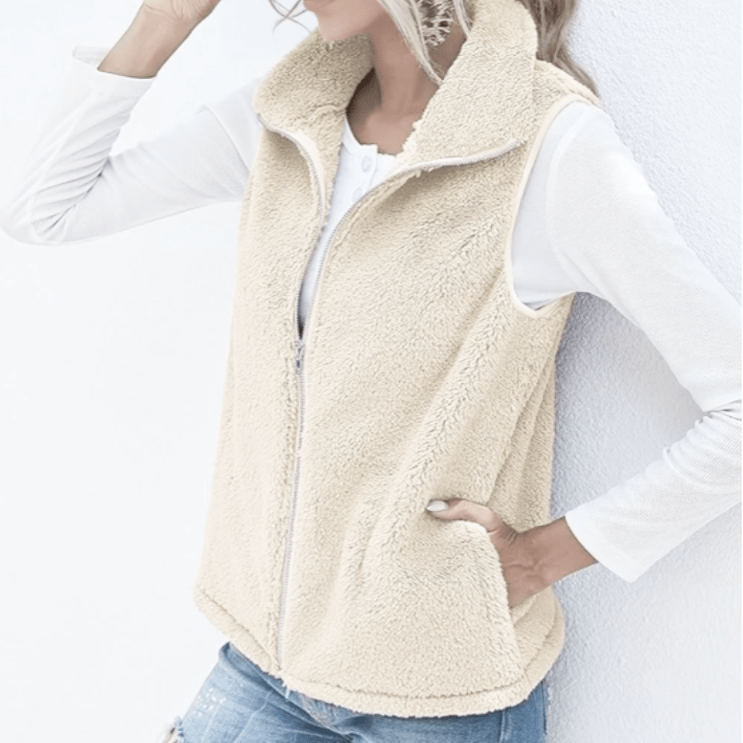 Gilet Sans Manches Zippé en Polaire pour Femme - Emilia Lane
