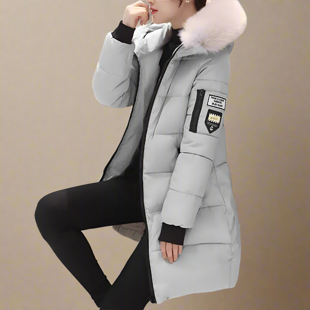 Elegant Long Coat with Hood in Faux Fur for Women