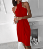 Robe Halter Drapée Élégante pour Femmes