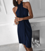 Robe Halter Drapée Élégante pour Femmes