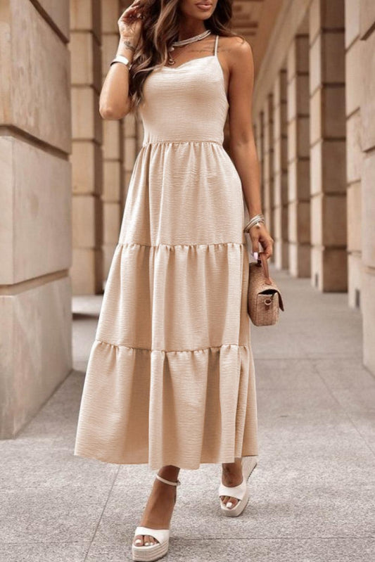 Robe Maxi en Flanelle à Détails Volants