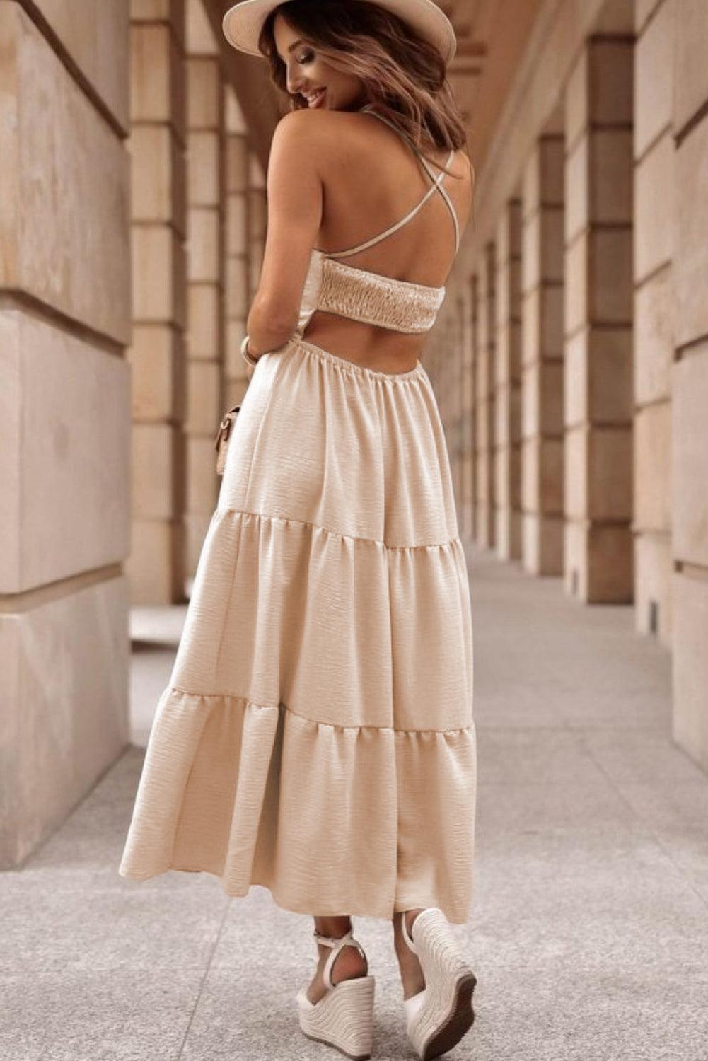 Robe Maxi en Flanelle à Détails Volants