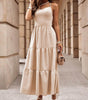 Robe Maxi en Flanelle à Détails Volants