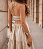 Robe Maxi en Flanelle à Détails Volants