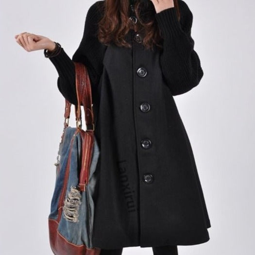 Manteau Patchwork Élégant à Col Montant pour Femmes