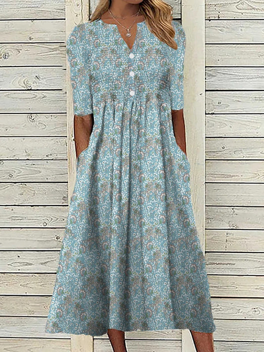 Robe midi décontractée à manches mi-longues pour femmes