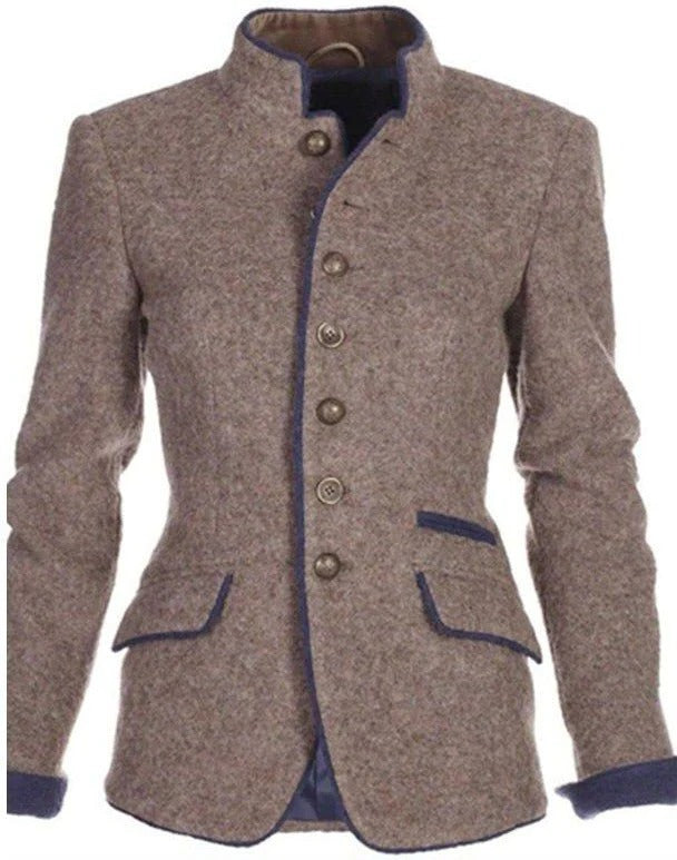 Blazer Col Montant Bicolore pour Femmes
