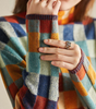 Pull Oversize à Carreaux et Col Montant pour Femme