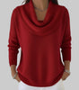 Pull Rouge en Maille Ample à Col Bénitier et Manches Longues