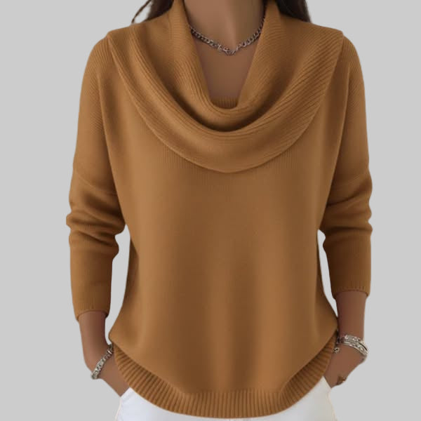 Pull Rouge en Maille Ample à Col Bénitier et Manches Longues