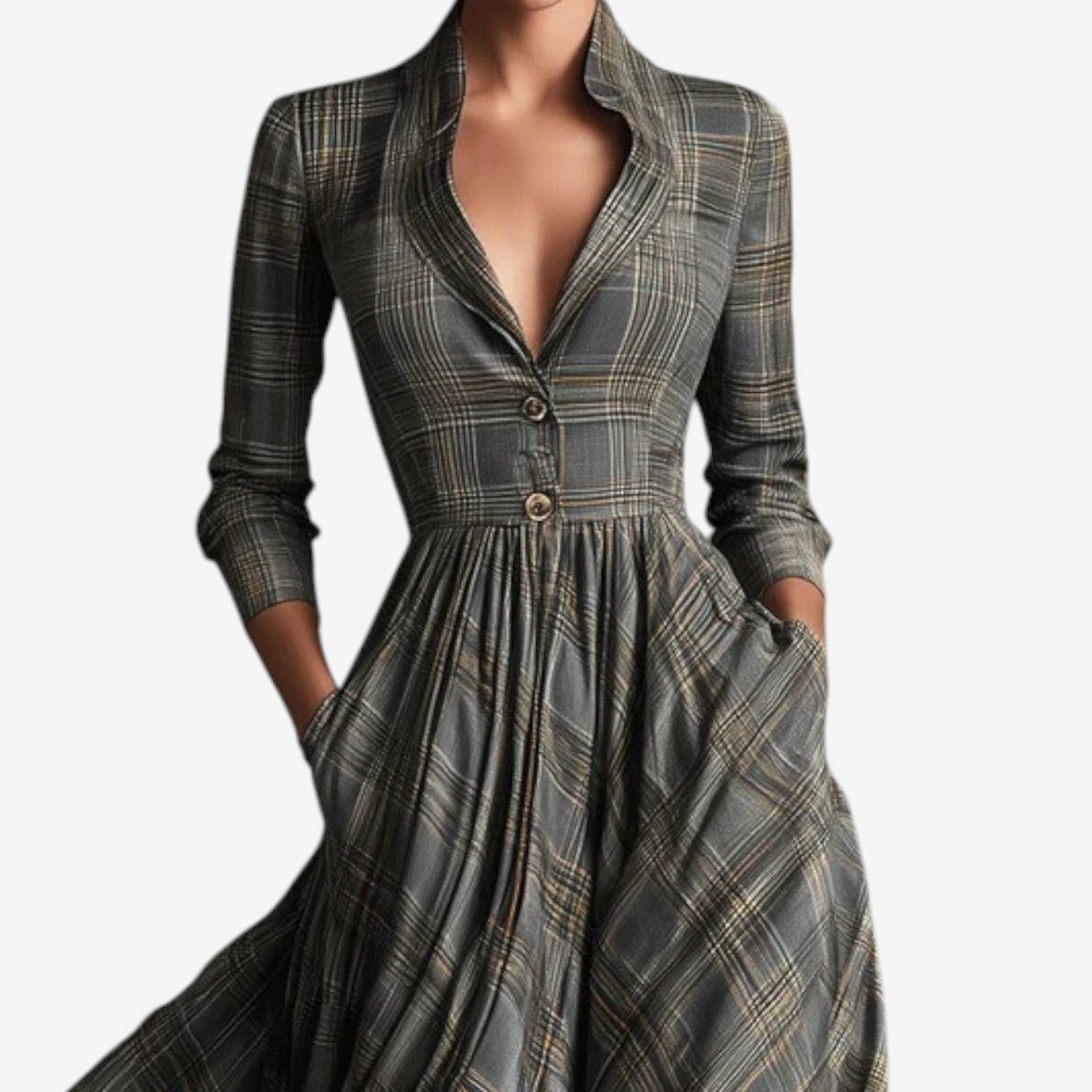 Robe longue à carreaux pour femmes