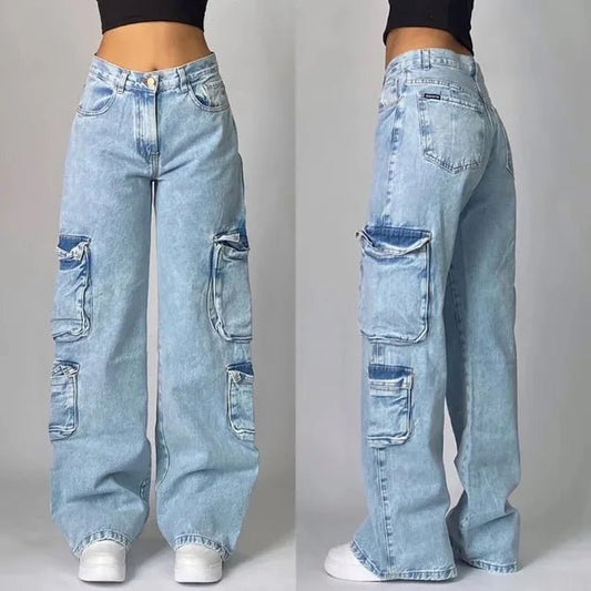 Jeans Cargo Taille Haute pour Femmes - Emilia Lane