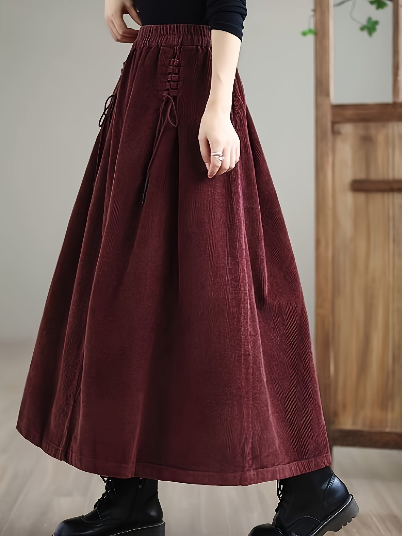 Jupe Maxi en Velours Côtelé pour Femme - Emilia Lane