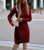 Robe Pull Courte Cintrée à Manches Longues et Col Roulé pour Femme