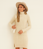 Robe Pull Courte Cintrée à Manches Longues et Col Roulé pour Femme