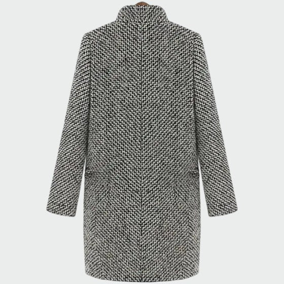 Manteau Long à Motif Pied-de-Poule pour Femme