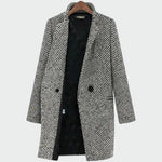 Manteau Long à Motif Pied-de-Poule pour Femme