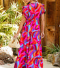 Robe Maxi Colorée avec Volants pour Femmes