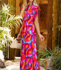 Robe Maxi Colorée avec Volants pour Femmes