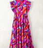 Robe Maxi Colorée avec Volants pour Femmes